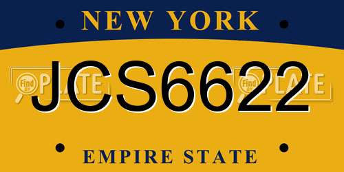 JCS6622 New York License Plate