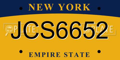 JCS6652 New York License Plate