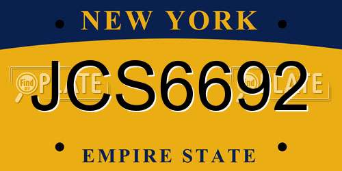 JCS6692 New York License Plate