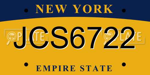 JCS6722 New York License Plate