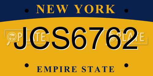JCS6762 New York License Plate