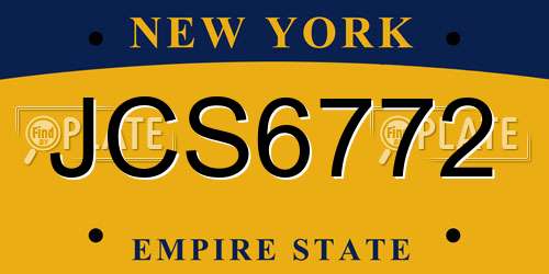JCS6772 New York License Plate
