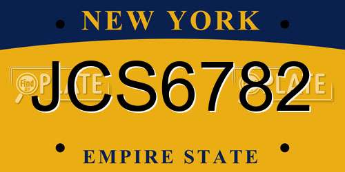 JCS6782 New York License Plate
