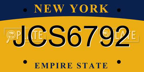 JCS6792 New York License Plate