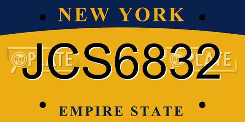 JCS6832 New York License Plate