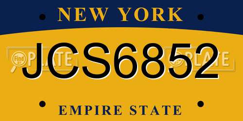 JCS6852 New York License Plate