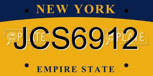 JCS6912 New York License Plate
