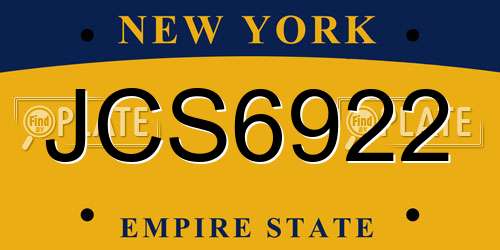 JCS6922 New York License Plate