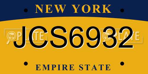 JCS6932 New York License Plate