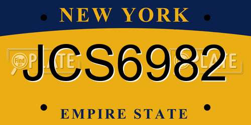 JCS6982 New York License Plate