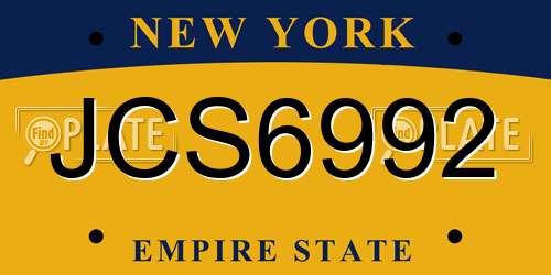 JCS6992 New York License Plate