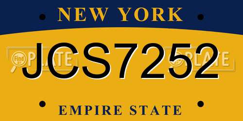JCS7252 New York License Plate