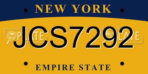 JCS7292 New York License Plate
