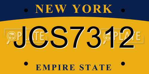 JCS7312 New York License Plate