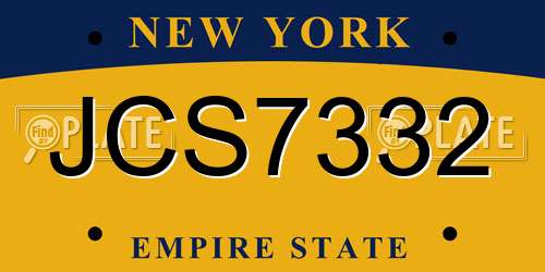 JCS7332 New York License Plate