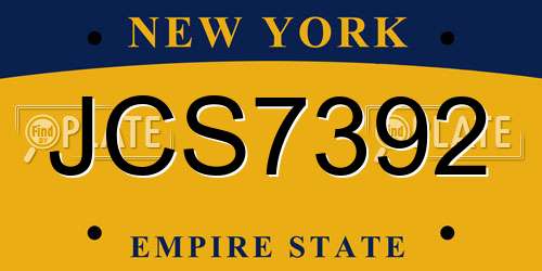 JCS7392 New York License Plate