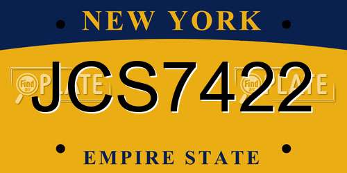 JCS7422 New York License Plate