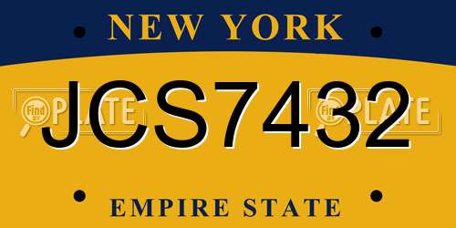 JCS7432 New York License Plate