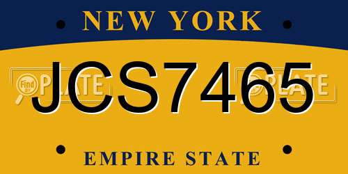 JCS7465 New York License Plate