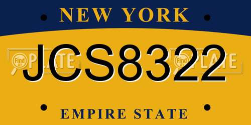 JCS8322 New York License Plate