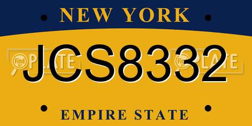 JCS8332 New York License Plate