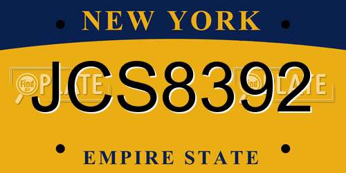 JCS8392 New York License Plate