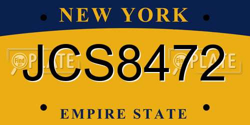 JCS8472 New York License Plate