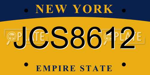 JCS8612 New York License Plate