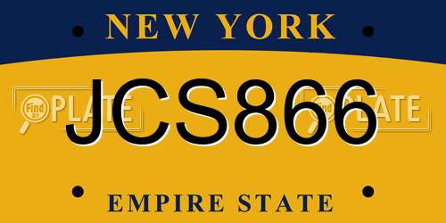 JCS866 New York License Plate