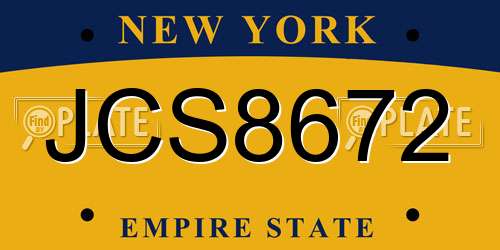 JCS8672 New York License Plate
