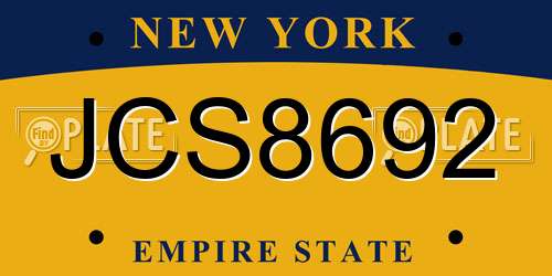 JCS8692 New York License Plate