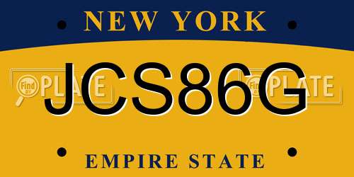 JCS86G New York License Plate