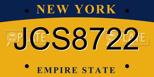 JCS8722 New York License Plate