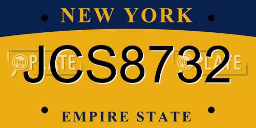JCS8732 New York License Plate