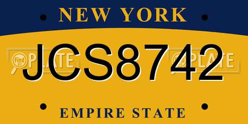 JCS8742 New York License Plate