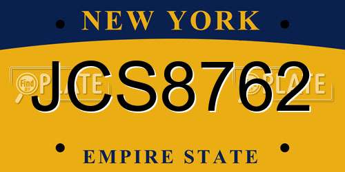 JCS8762 New York License Plate