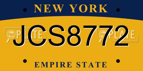 JCS8772 New York License Plate