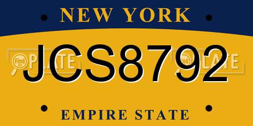 JCS8792 New York License Plate