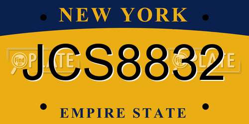 JCS8832 New York License Plate