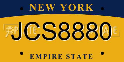 JCS8880 New York License Plate