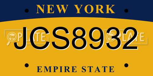 JCS8932 New York License Plate