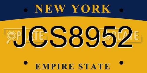 JCS8952 New York License Plate