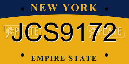 JCS9172 New York License Plate