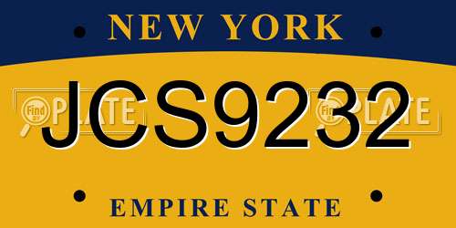 JCS9232 New York License Plate