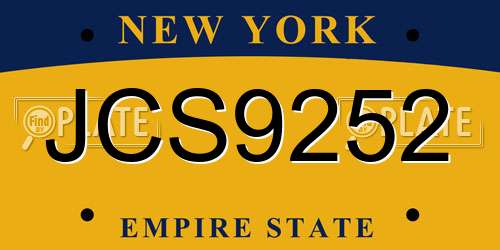 JCS9252 New York License Plate