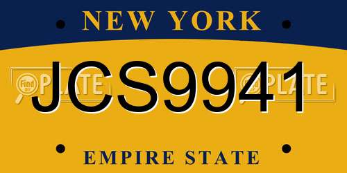 JCS9941 New York License Plate