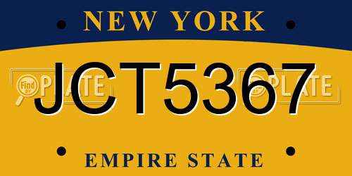 JCT5367 New York License Plate