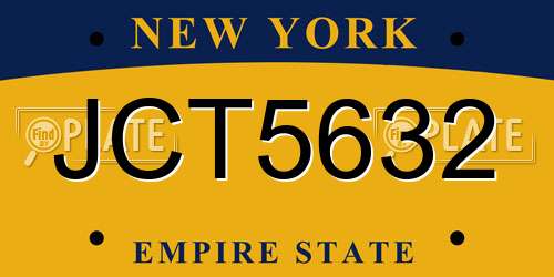JCT5632 New York License Plate