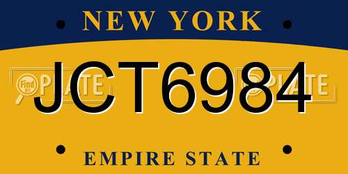JCT6984 New York License Plate