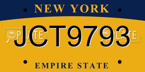 JCT9793 New York License Plate